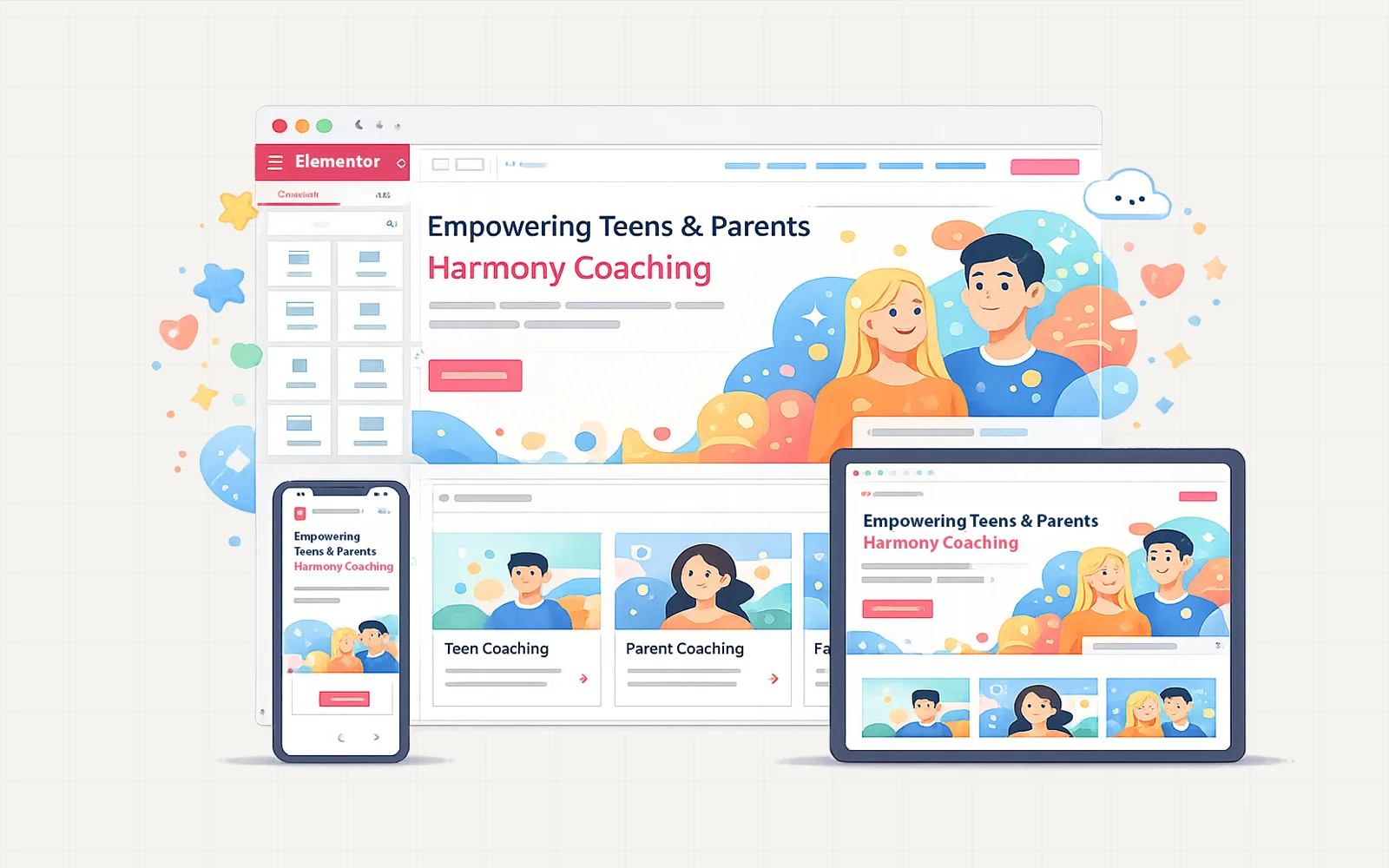 Creative Coaching Website Built with Elementor for a Teen & Parent Program